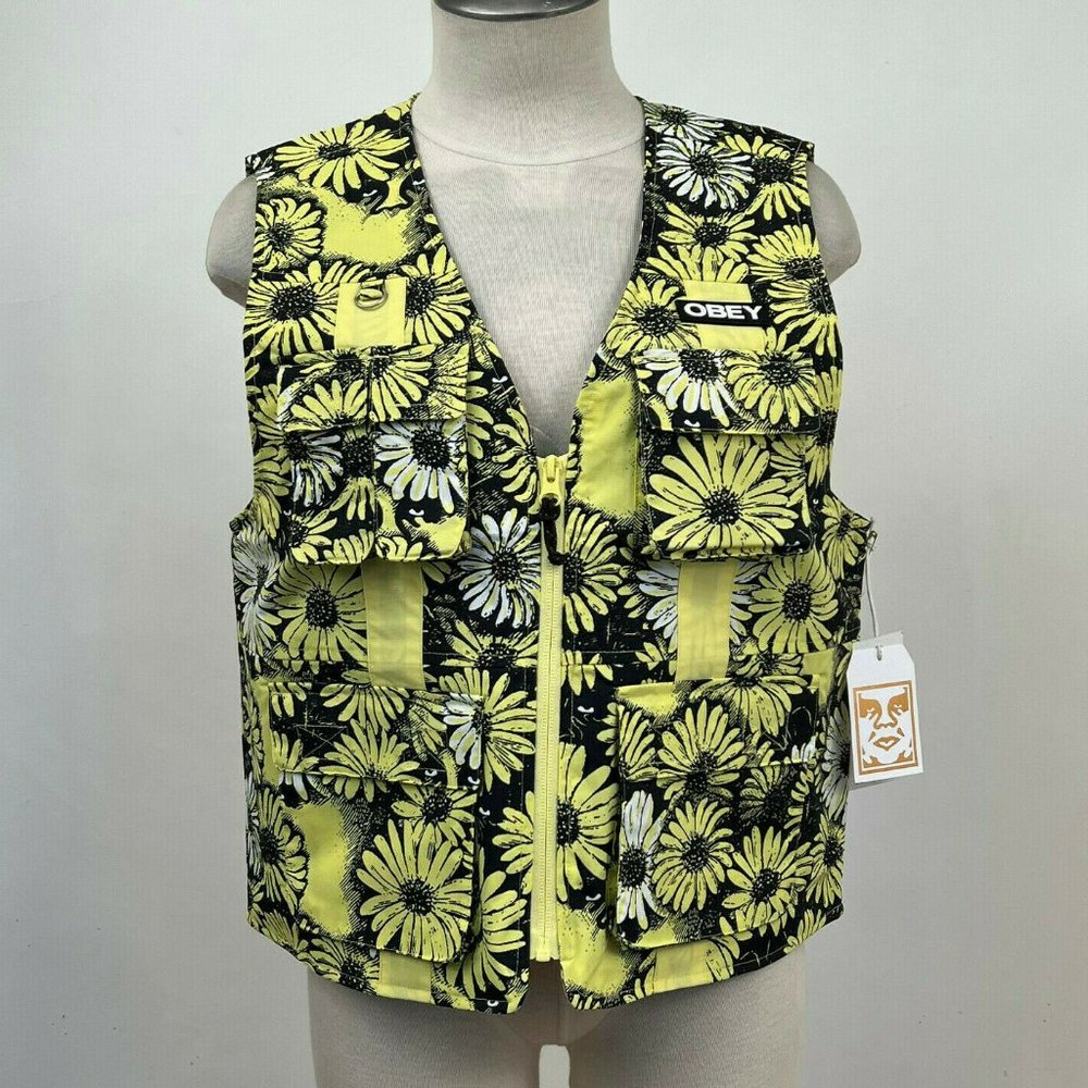 OBEY Floral Yellow and Black Vest - Picture 3 of 7